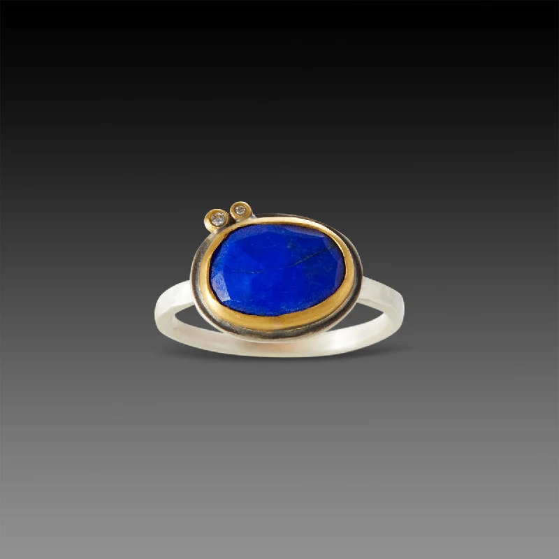 women sapphire rings for women -Lapis Ring with Diamond Dots