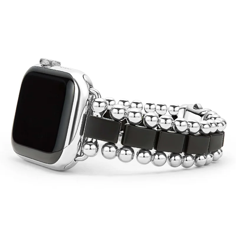 women heart-shaped bracelets -Smart Caviar Matte Black Ceramic and Stainless Steel Watch Bracelet-38-45mm