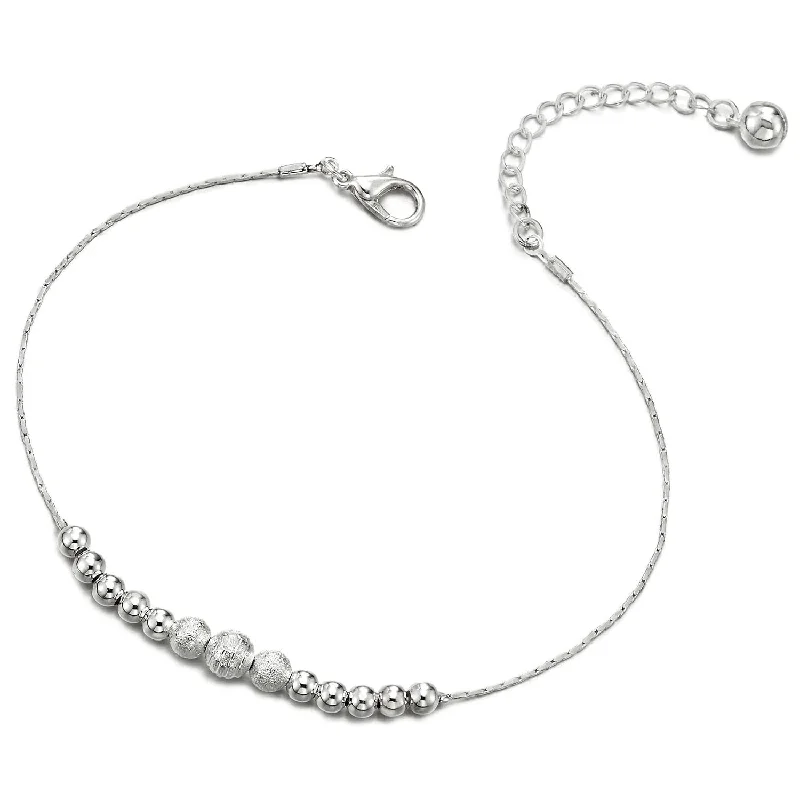 women art deco bracelets -Anklet Bracelet with Charms of Textured Balls