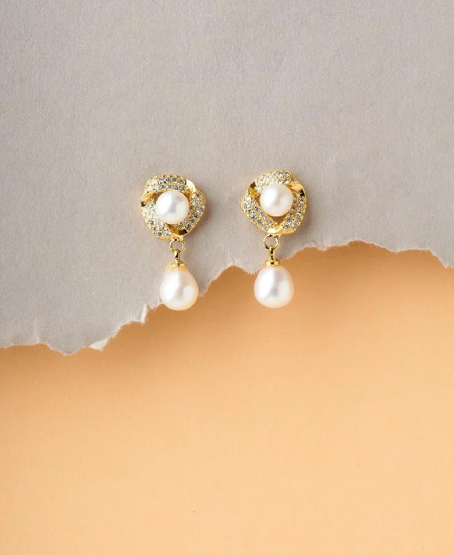 women personalized stud earrings -Trendy Pearl Hanging Earring