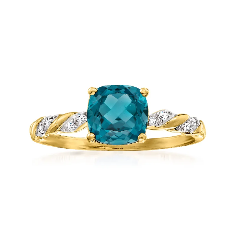 women trendy engagement rings -Ross-Simons London Blue Topaz Ring in 14kt Yellow Gold