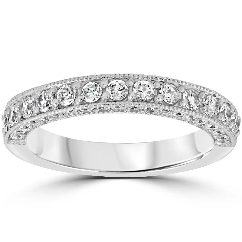 women square cut engagement rings -1 1/6ct Diamond Vintage Heirloom Wedding Ring 14K White Gold