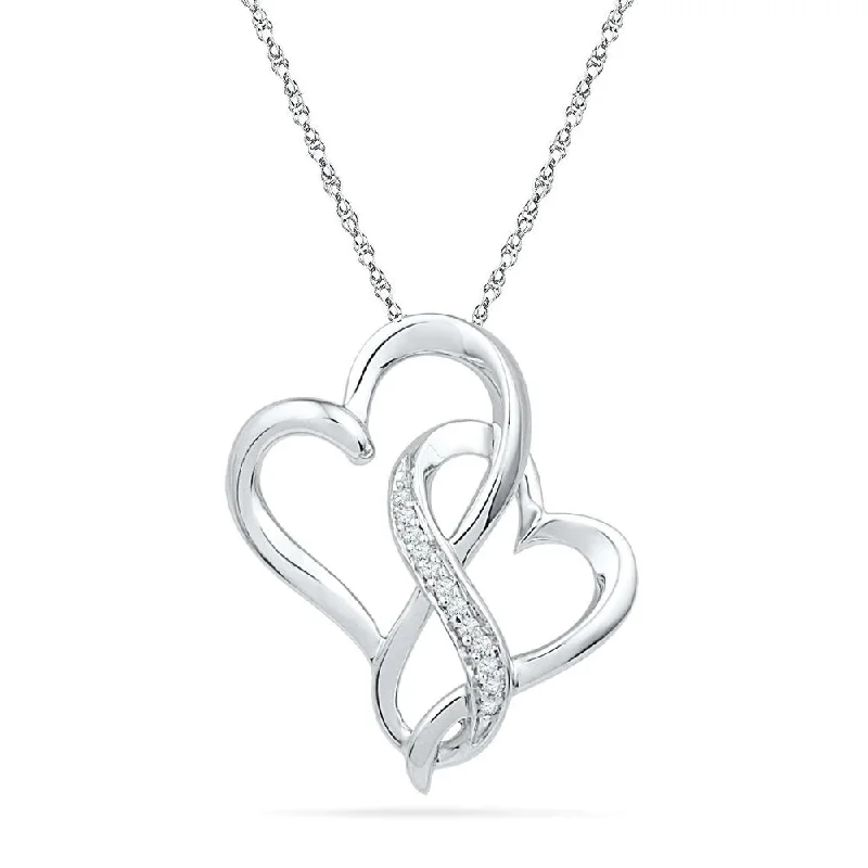 women silver necklaces -Double Heart Infinity Necklace, Silver