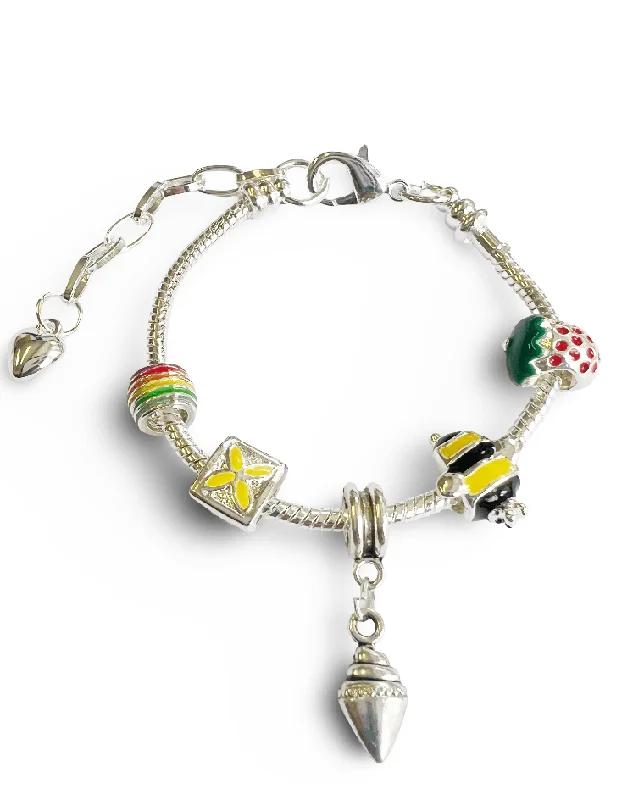 women silver bangles -Children's Adjustable 'Summer Vibes' Silver Plated Charm Bead Bracelet