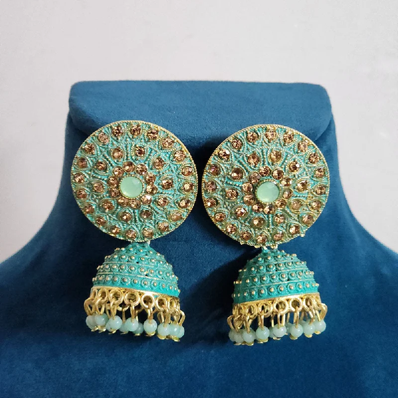 women rose gold earrings -H K Fashion Gold Plated Austrian Stone Jhumki Earrings