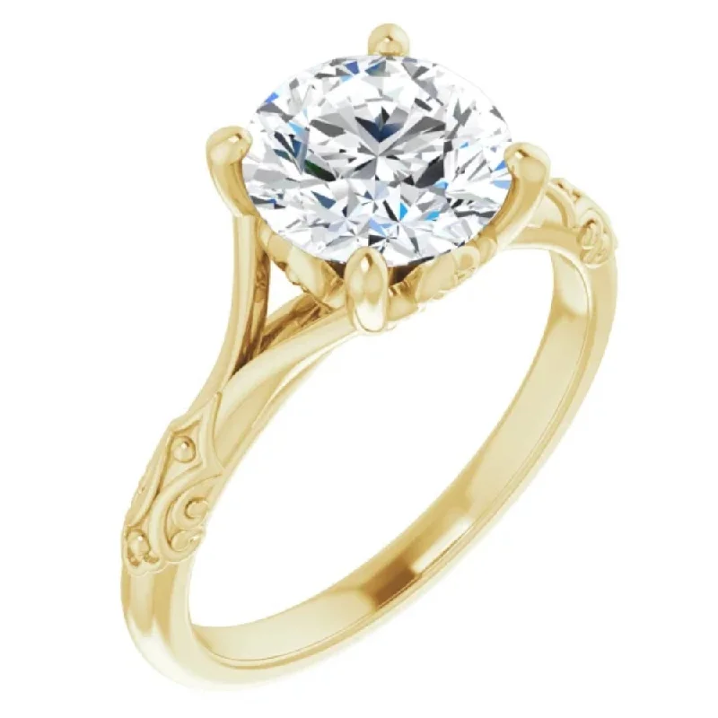 women cushion engagement rings -3Ct Moissanite Vintage Engagement Solitaire Ring 14k White Yellow or Rose Gold