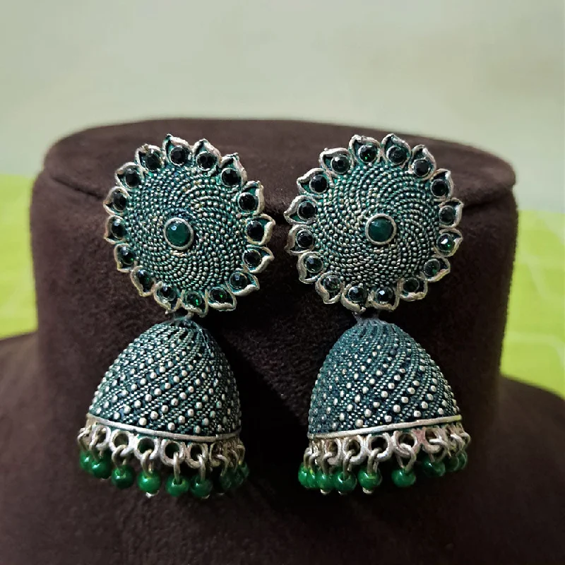 women geometric earrings -H K Fashion Oxidised Plated  Pearls Jhumki Earrings