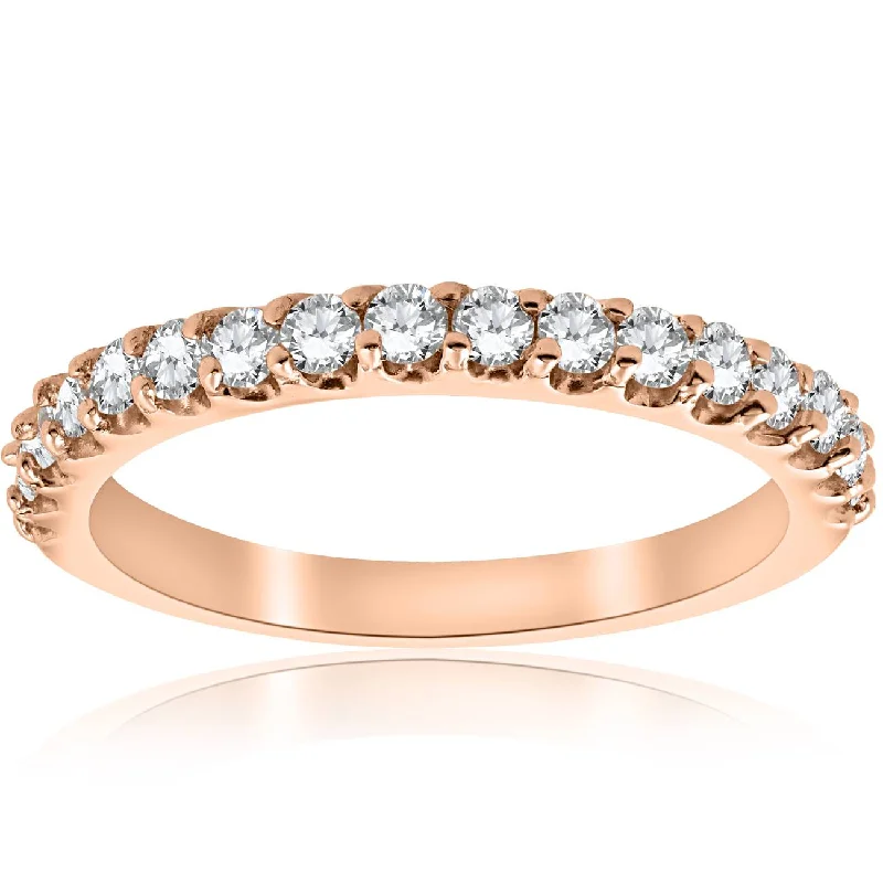 women cushion engagement rings -1/2CT Diamond Ring 14k Rose Gold Womens Wedding Anniversary Band