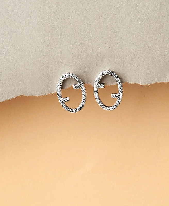 women diamond earrings -Pretty Silver Stud Earring