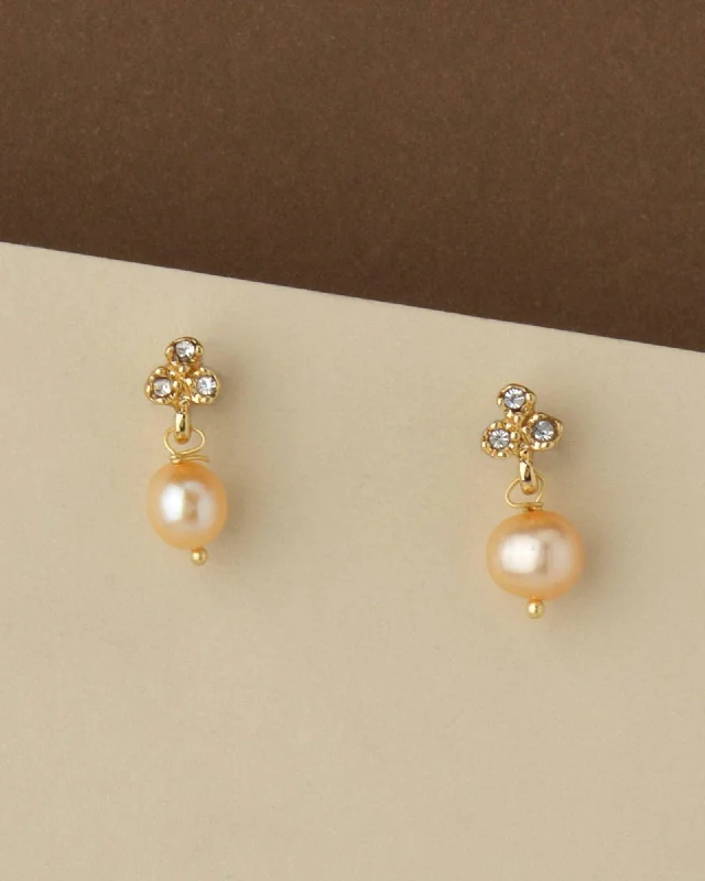 women gemstone hoop earrings -Little Pretty Pearl Hang Earring