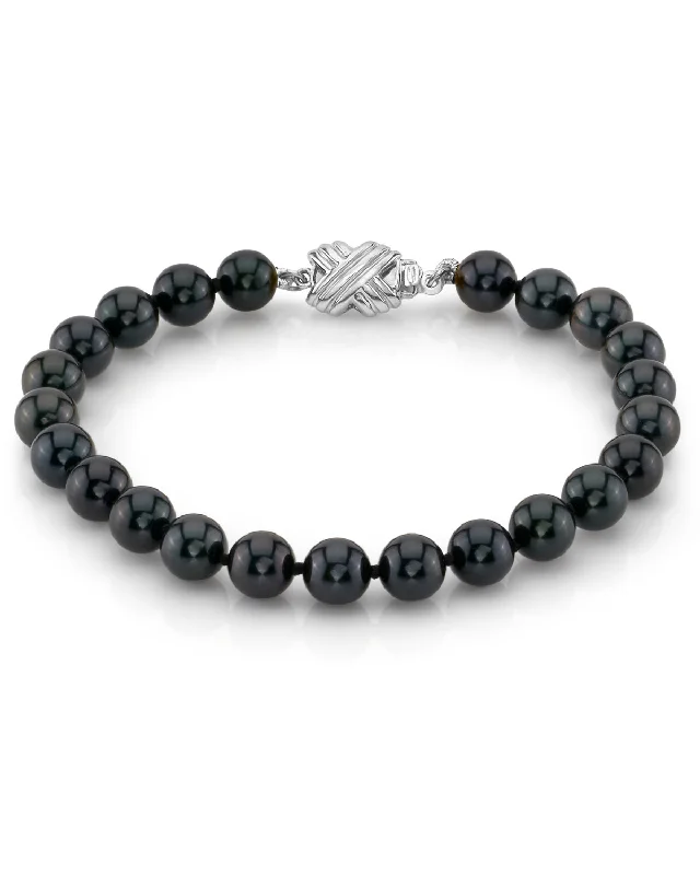 women stack bracelets -Black Akoya Pearl Bracelet, 6.0-6.5mm - Choose Your Quality