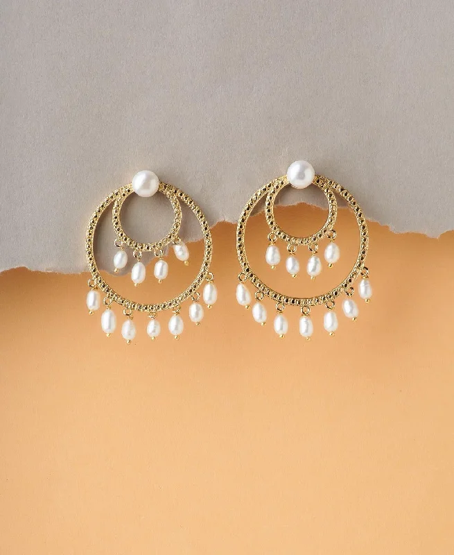 women rose gold earrings -Trendy Real Pearl Jhumki Earring