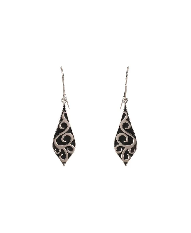 women dainty earrings -Pretty Oxidized Silver Earring